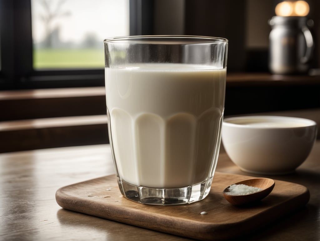 A mockup of a glass of milk.
