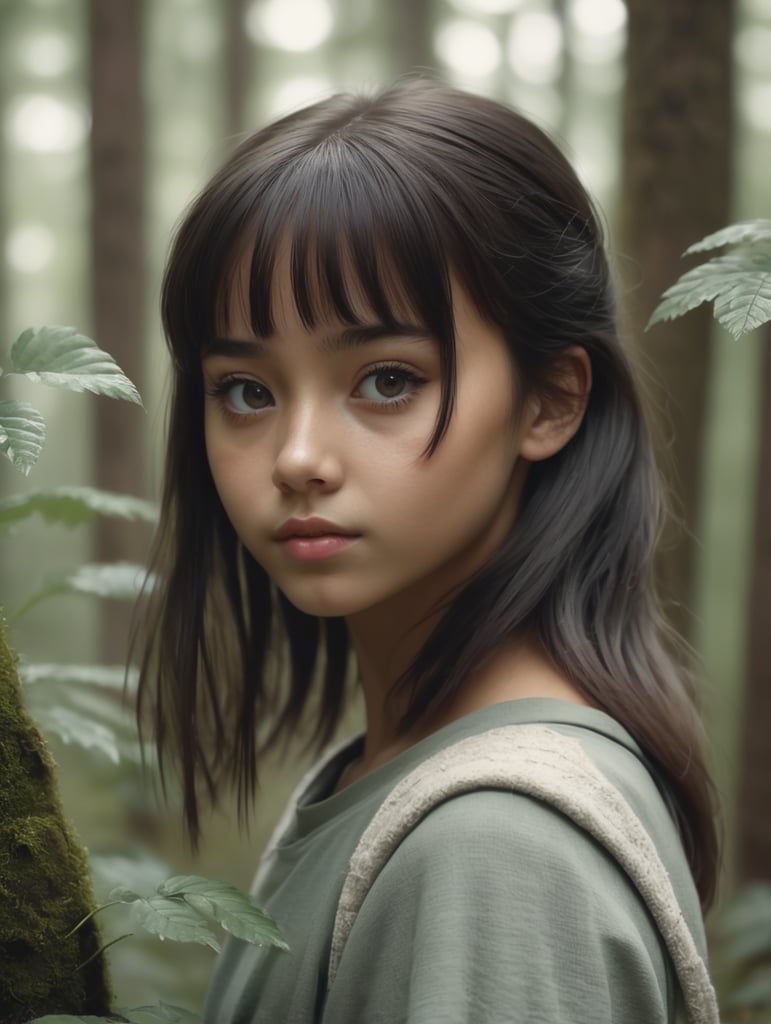 cute Girl in a forest, 4k