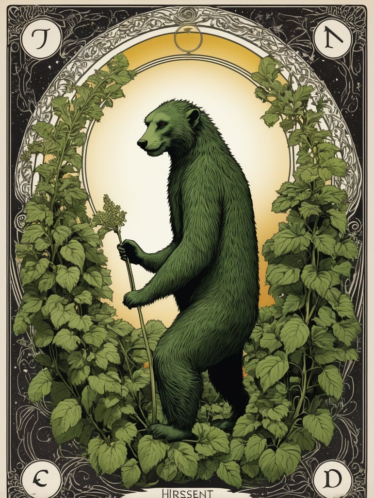 folk crescent, hirsute kudzu, tarot card