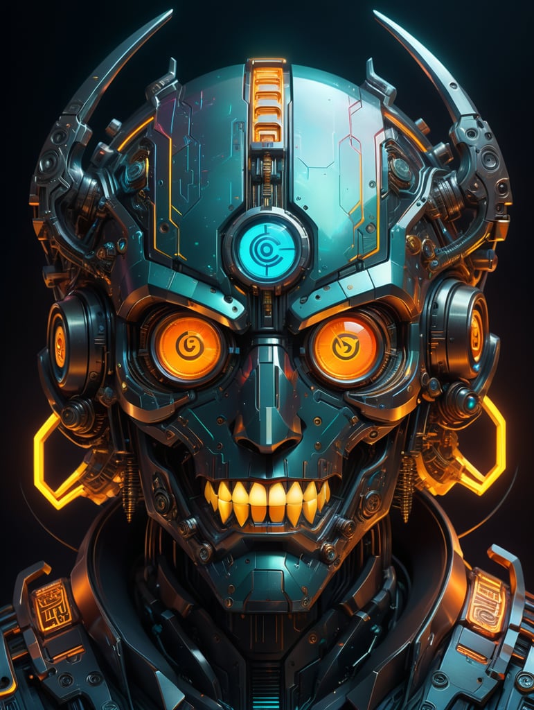 Create an icon for a cryptocurrency that combines elements of MATIC with holographic tusks in a cyberpunk style. Depict MATIC in a pixelated cubist style and surround it with mechanical tusks featuring holographic effects. Enhance the futuristic atmosphere with cool neon colors and an abstract futuristic background. The primary goal is to create a unique and recognizable icon that blends cyberpunk aesthetics with cryptocurrency symbolism