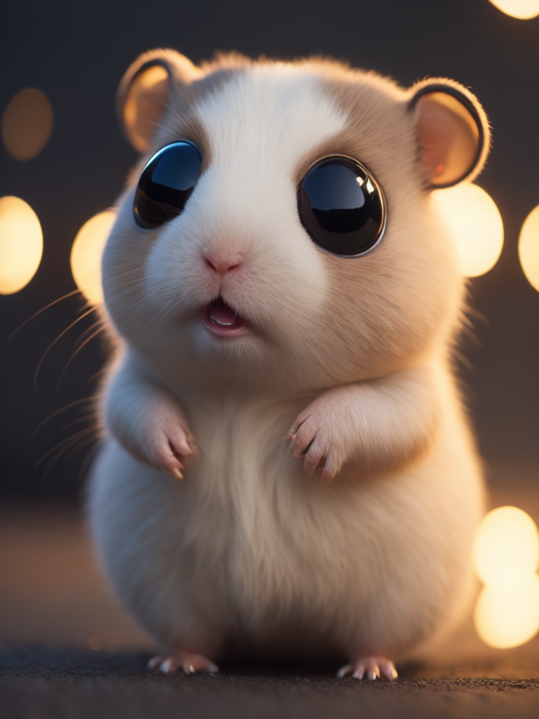 [Pixar style, dreamworks style, disney style] tiny cute fat hamster with big eyes, happy, dancing, adorable, cut, expressive big eyes, looks into the camera lens, character design portrait, intricate details, unreal engine, anime, natural light, soft cinematic light, volumetric light, edge lighting, [tinycore, frogcore, rainbowcore]