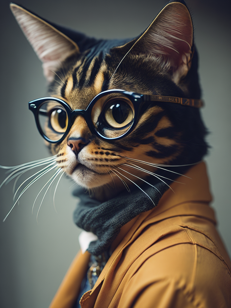 hyper-realistic, ultra-detailed photograph of a cat wearing glasses in old Renaissance ottoman home, hyper realistic, ultra detailed photograph, depth of field