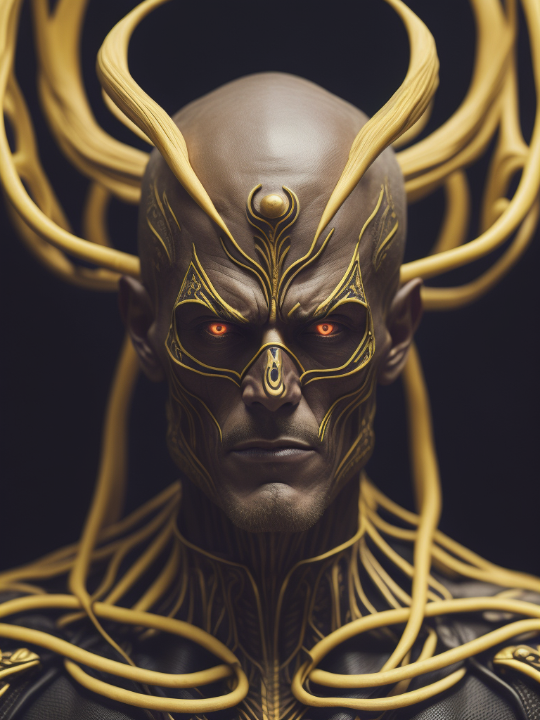 a close up of a person with a skeleton, digital art, inspired by tomasz alen kopera, psychedelic art, colorful muscular eldritch, james jean, highly detailed cybernetic body, hastur the king in yellow