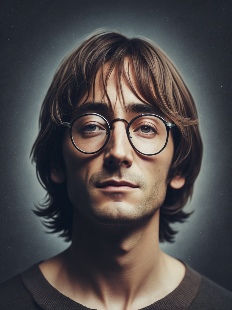 portrait of John Lennon, soft palette, trending on artstation, intelligence art creative interpretation digital art playful surrealism, 1964 multi colour lights glowing white space kodak film colour 35mm lens artistic interpretation