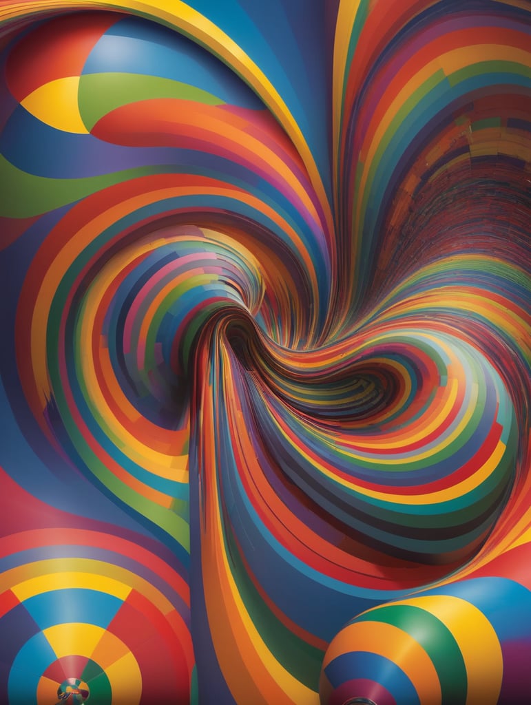 0, 1, 1, 2, 3, 5, 8, 13, 21, 34, 55, 89, 144::2.33 3D Sinusoidal op-art, vivid CMYK palette