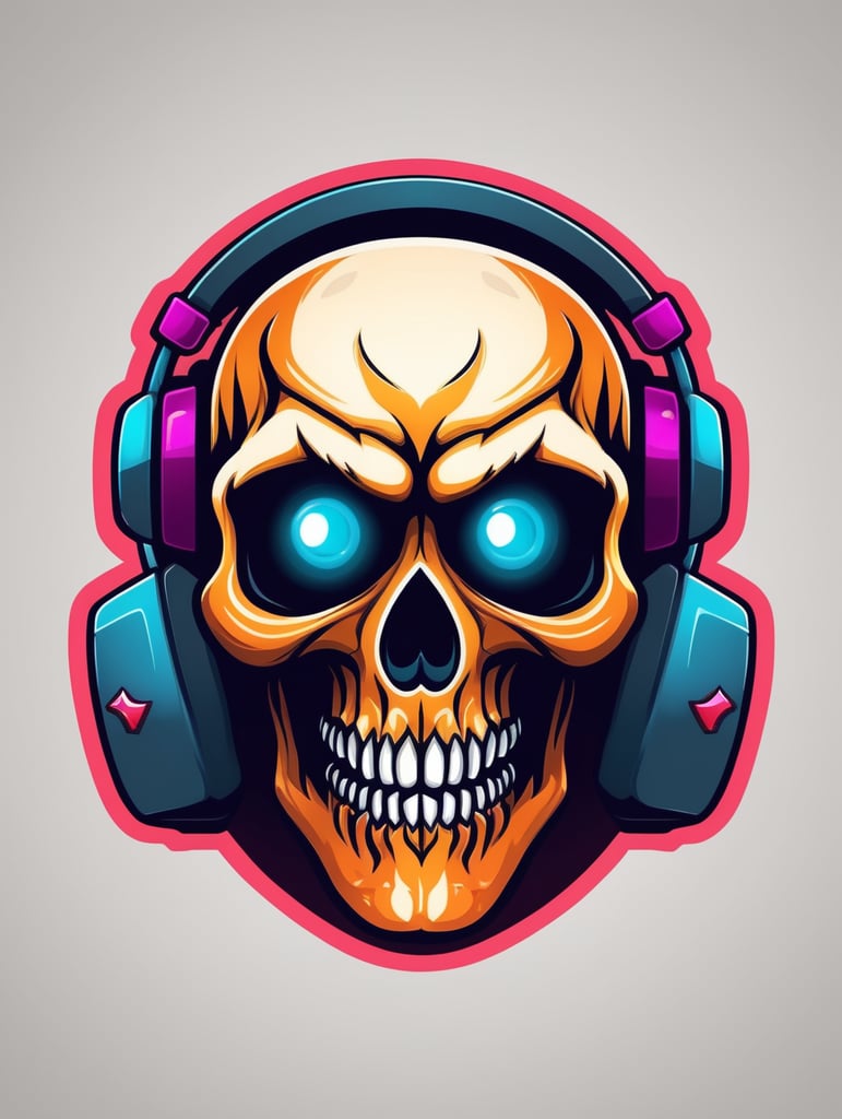Skull Gamers mascot logo, e-gaming, bright colors, Gaming Logo, vector image