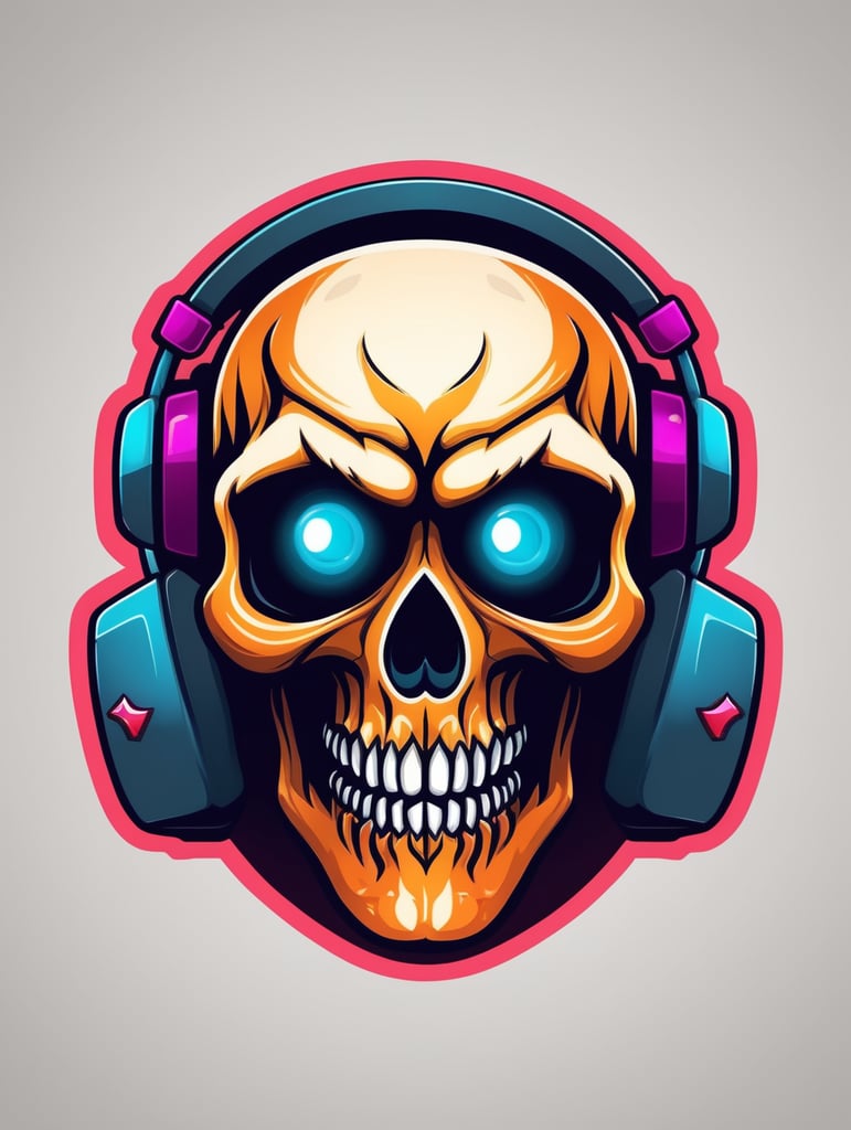 Skull Gamers mascot logo, e-gaming, bright colors, Gaming Logo, vector image