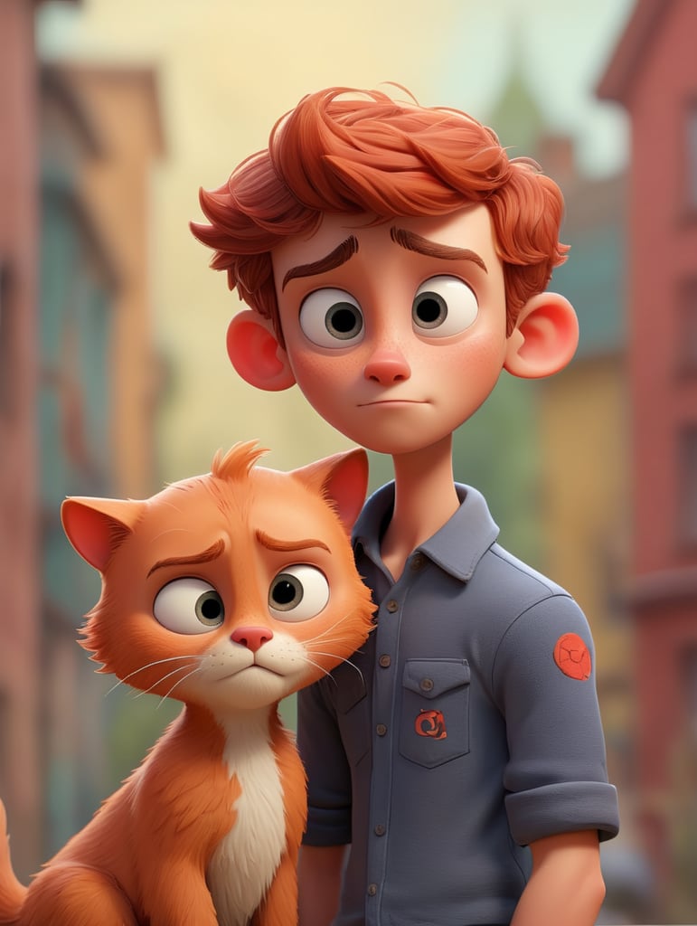 Рижий кіт і хлопчик