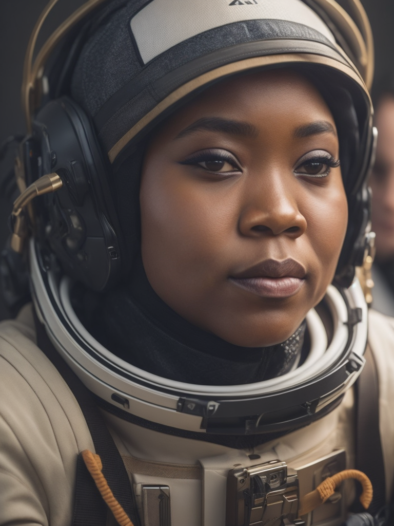 a black chubby women an astronaut