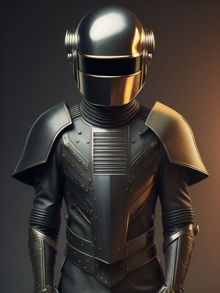 Une image des Daft punk avec une armure qui mélange leur casque et une armure médiévale