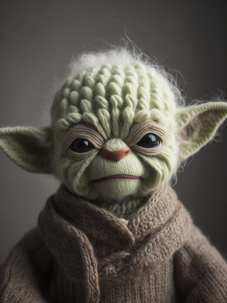 Master Yoda as a knitted toy