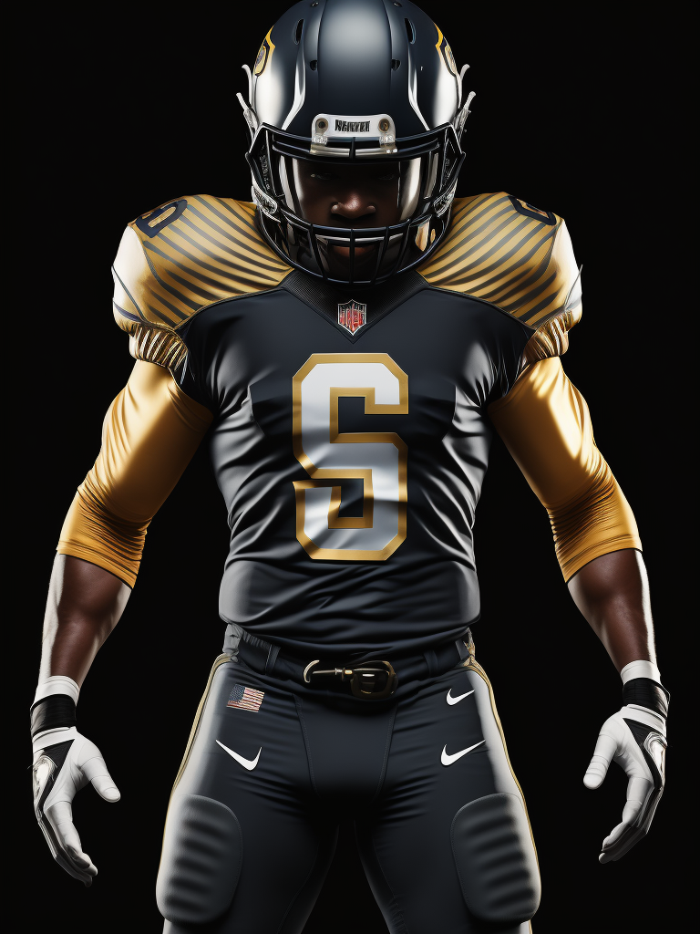 American football player, unbranded white uniform, no number, black background, dark atmosphere