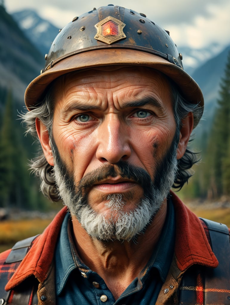 . . a portrait of a ancient, Canadian lumberjack, elder, epic realistic, faded, (((hdr))), hyperdetailed, cinematic, warm lights, intricate details, muscle diffused lighting, centered composition 85 mm f 1. 8 lens with hasselblad photo by Annie Leibovitz and Steve McCurry in the style film Nizouveau watercolor inktobernetic illustration sharp focus face symmetry volumetric lights highly detailed Cinema, photo realistic, ultra details, natural light, light background, photo, Studio lighting,