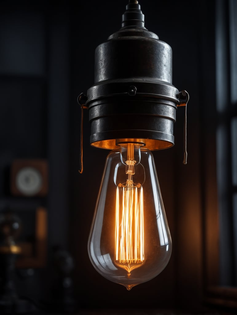 Edison lamp, macro photo, epic shot