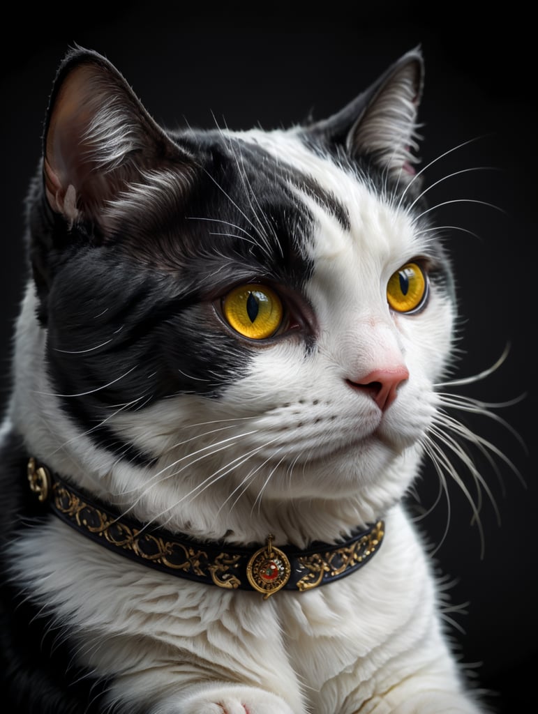 Black white cat.Scottish Fold