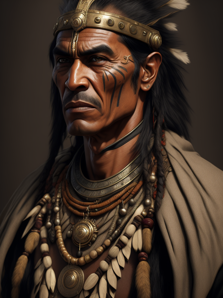 Poor native american warrior american 1890s, highly detailed, digital painting, splash art.