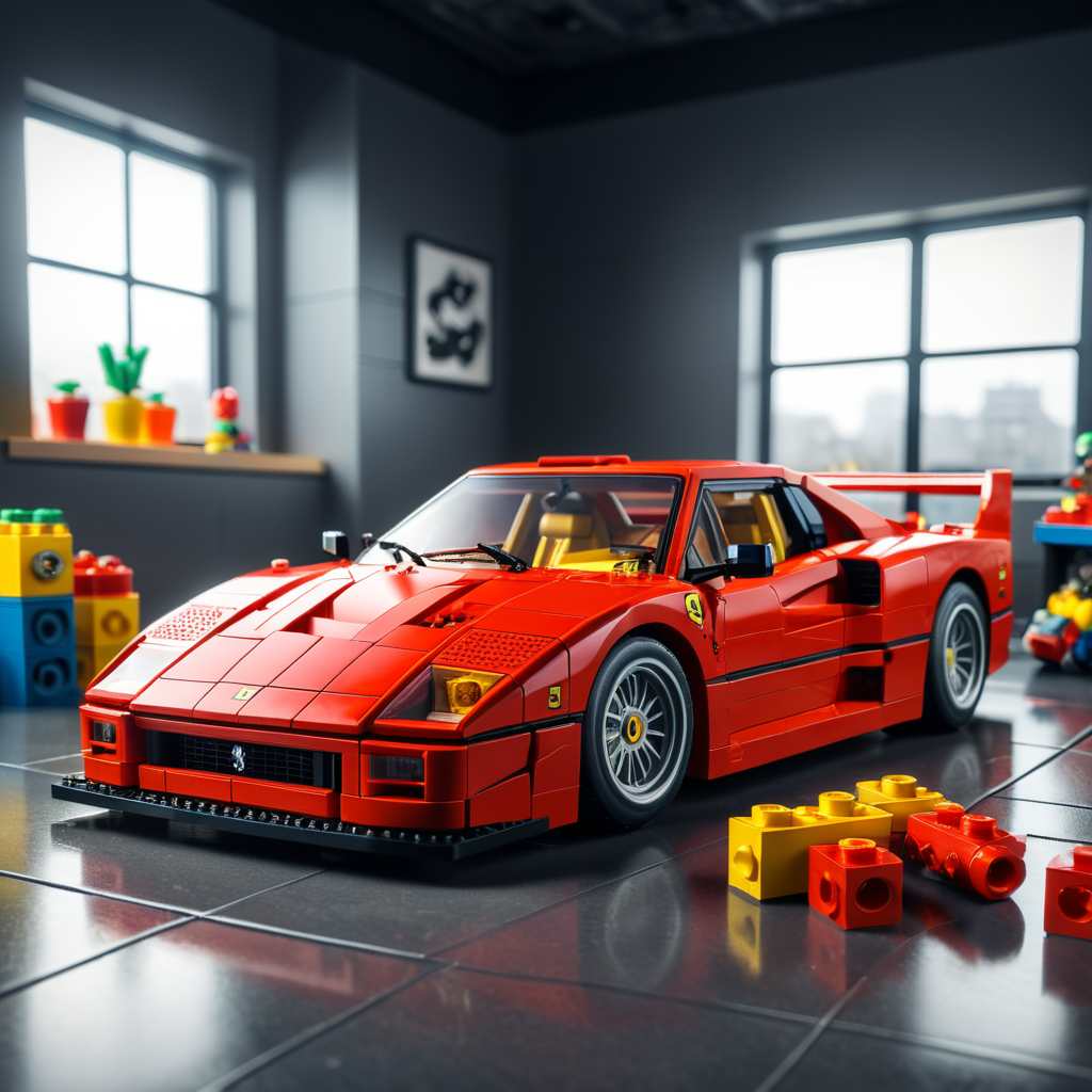 Ferrari f40 with Lego bricks without background. That can be used as png image