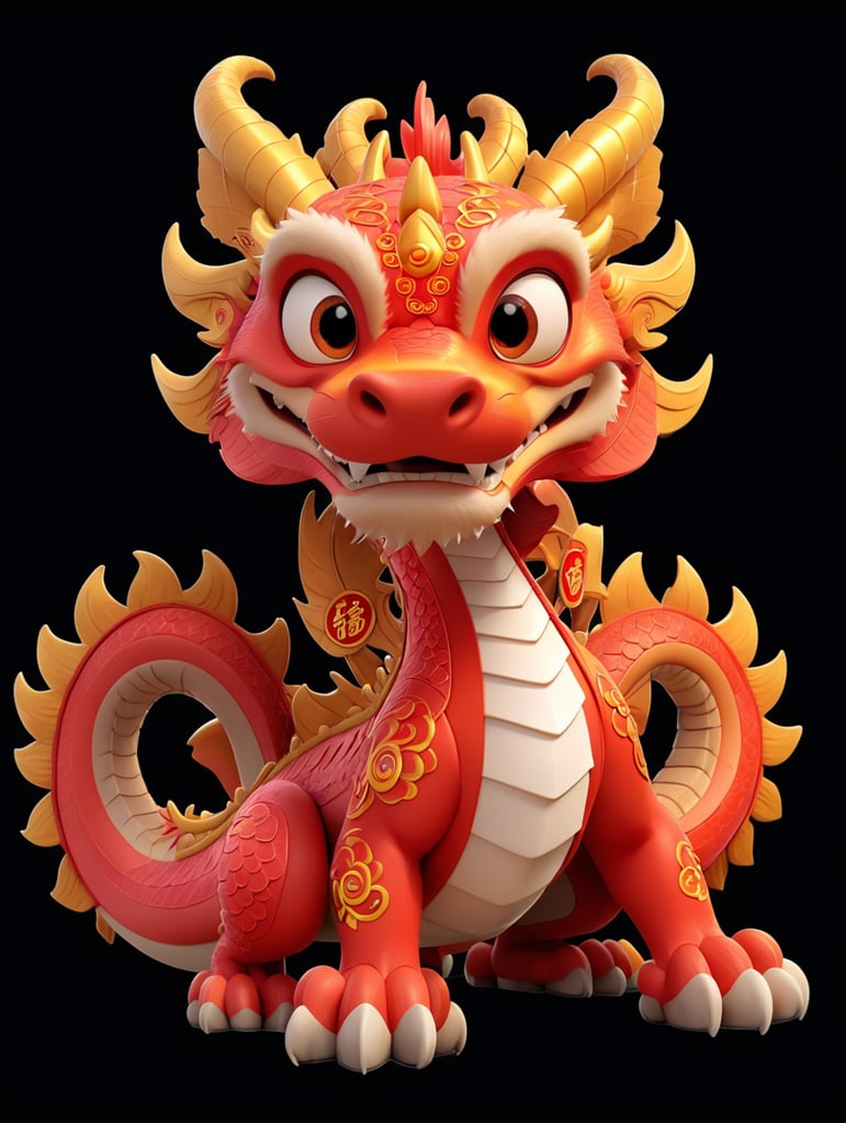 Chinese New Year Dragon Cartoon Three-dimensional 3d Ancient Building 2024 Of The Festival Poster