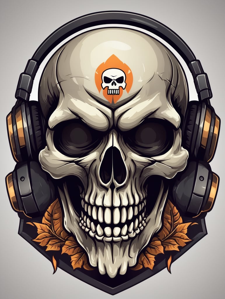 Skull detailed esports gaming logo, vector image