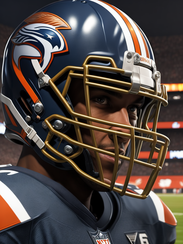 Closeup of a NFL helmet on the football stadium