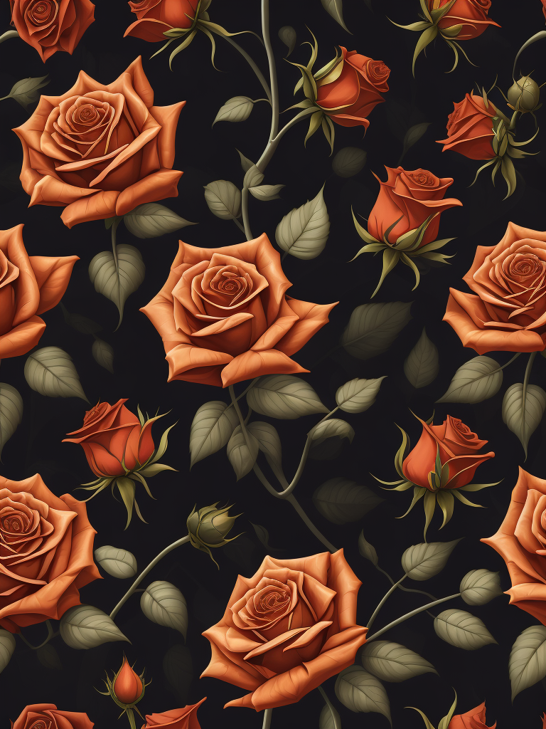 seamless pattern with roses, flat vector illustration