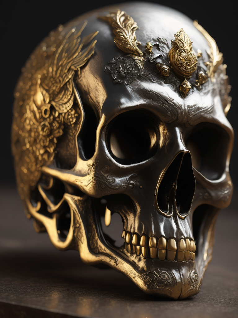 Embrace the beauty of the macabre with skulls made from precious materials! Create striking images of intricate skull sculptures crafted from gold, silver, and other valuable materials.