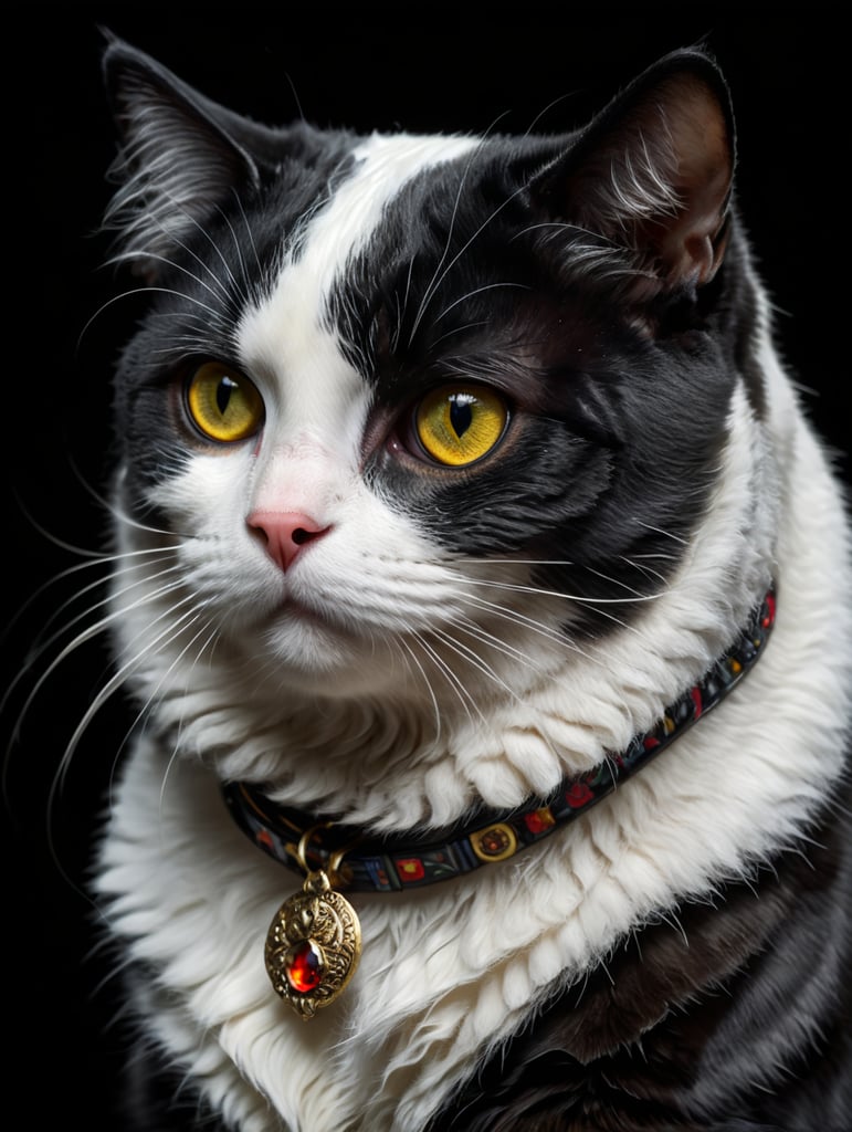 Black white cat.Scottish Fold