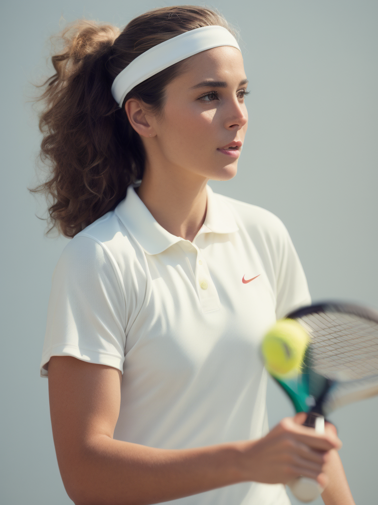 Portrait of tennis player in 80's style, vivid colors