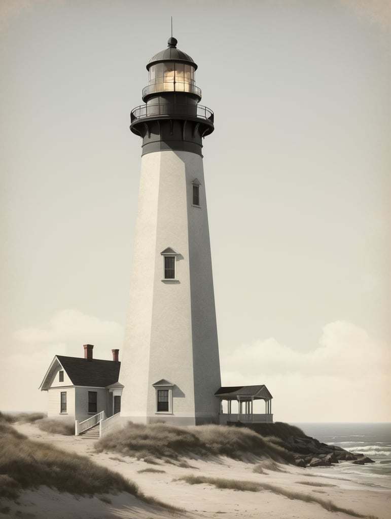 1900s historic rendering of an old lighthouse