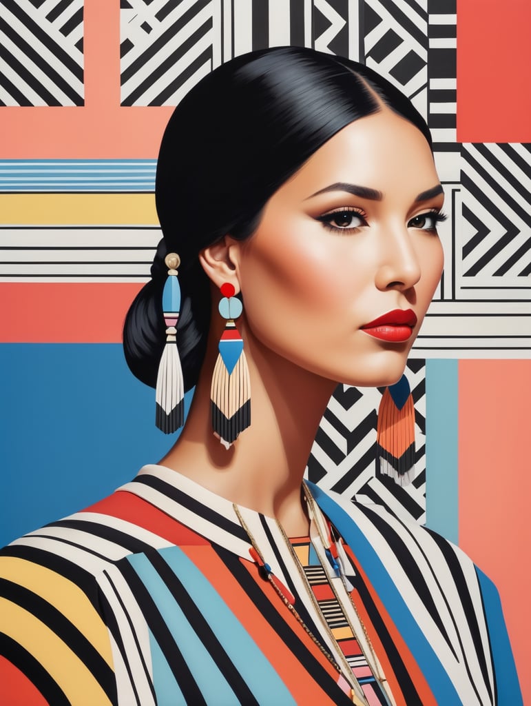 Pocahontas, Illustration, Painting, Visual, Arts, Pattern, France, style of Camille Walala