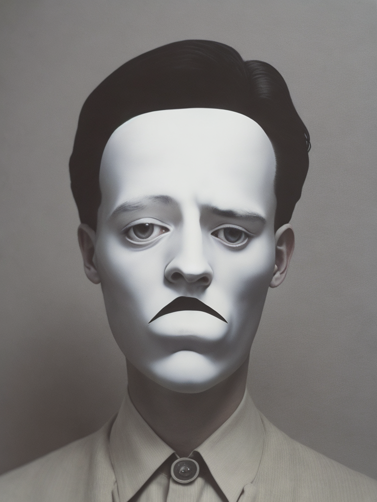 Creepy white face by rene magritte