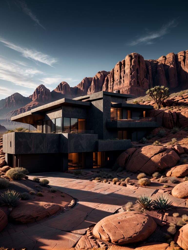 modern organic contemporary red rock desert house