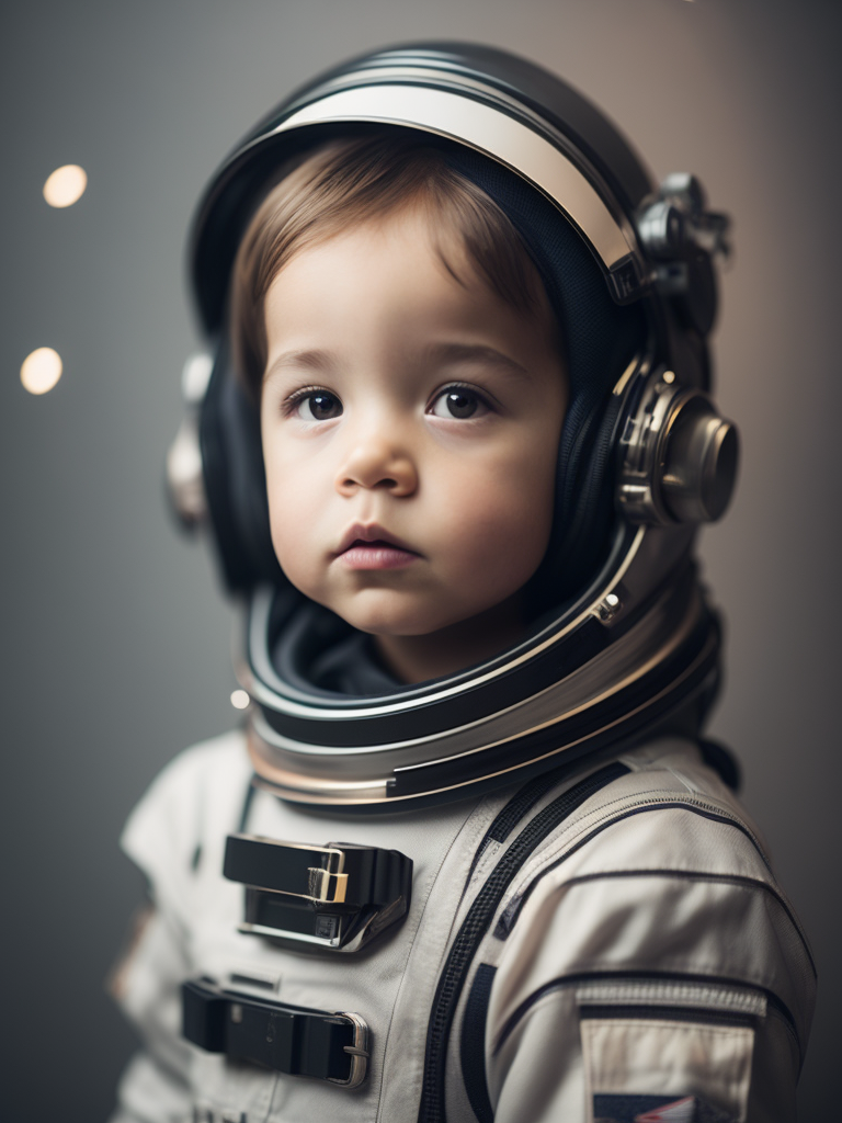 little astronaut in space, deep space background, high details, hubble photography