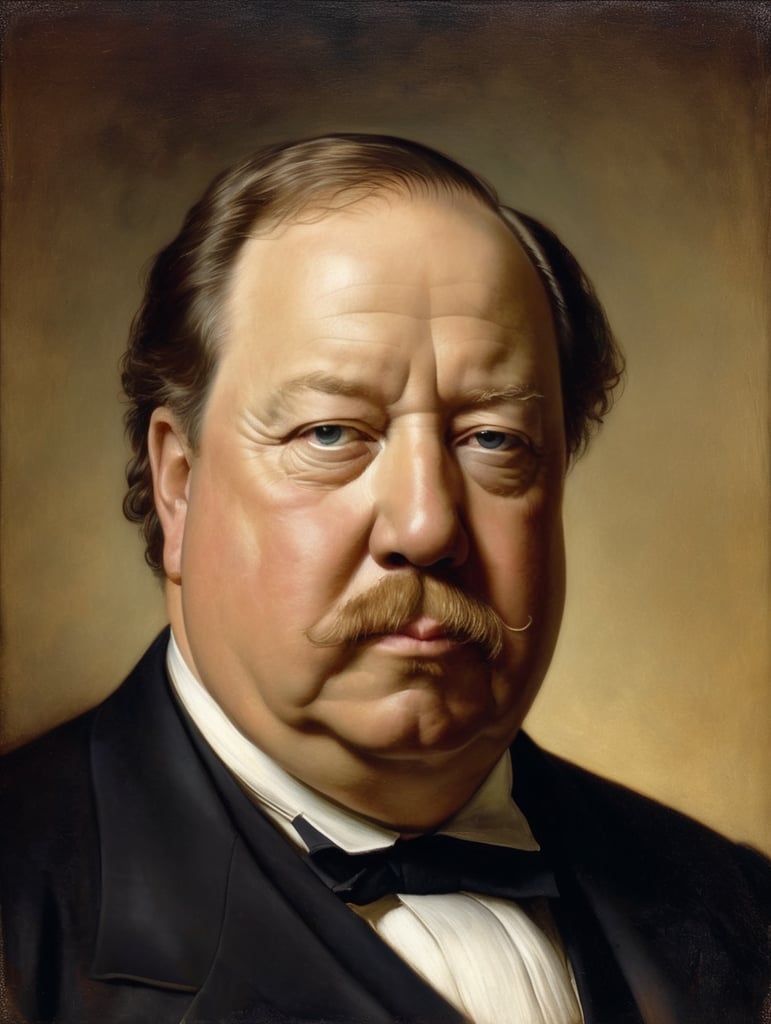 Portrait of William Howard Taft by Rembrandt Harmenszoon van Rijn, sad face, America, so sorry