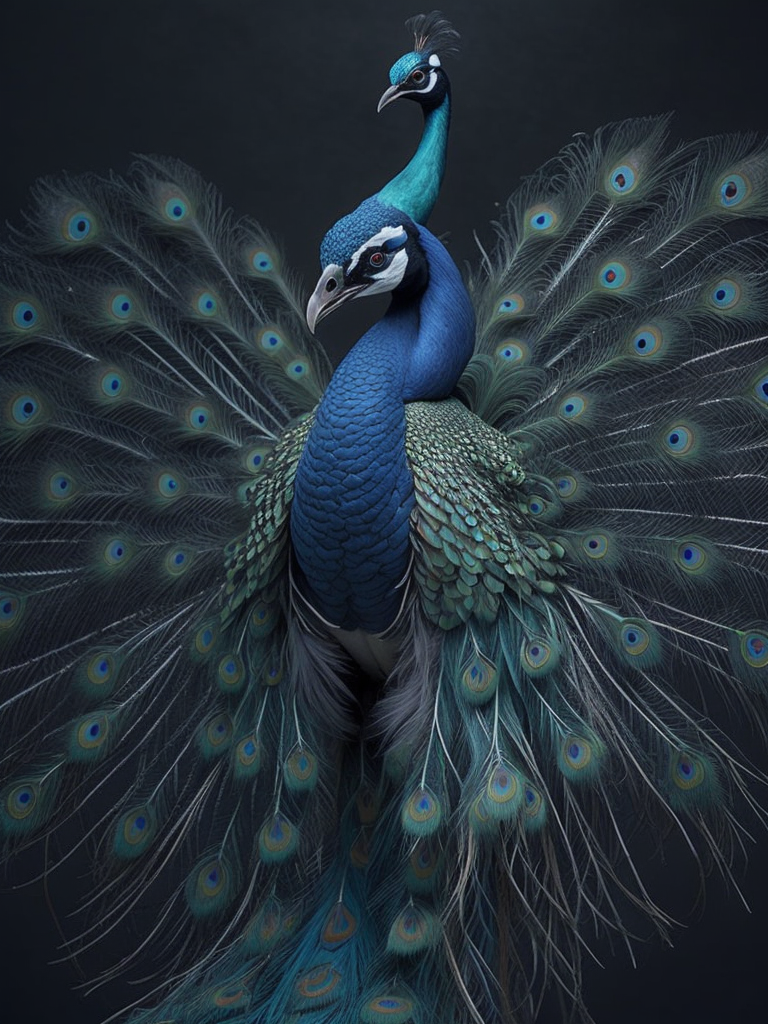 Peacock full color painting total body with tail
