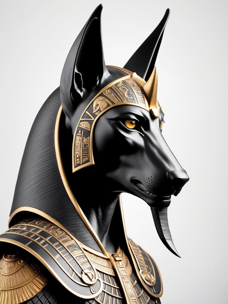 Egyptian god Anubis, dark style, sharp on details, black background