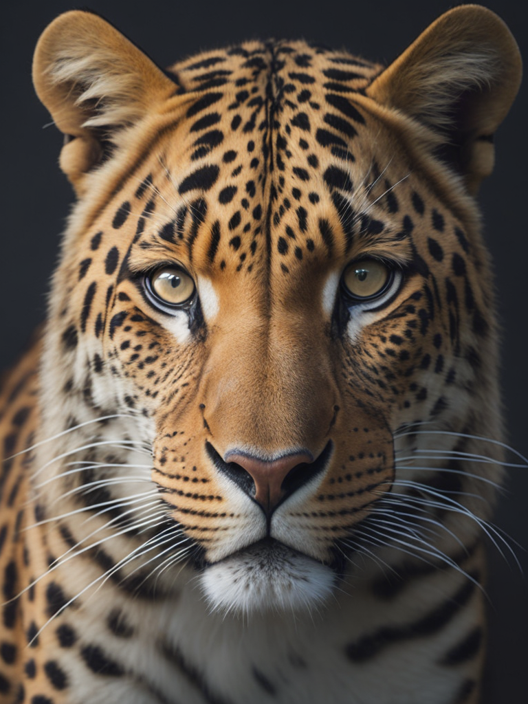 Type of Image: Photography (((Subject Description: realistic wall head))) An realistic digital illustration of an African Leopard portrayed in a stylized, tribal art-inspired manner to represent the Leopard and its significance in Africa.