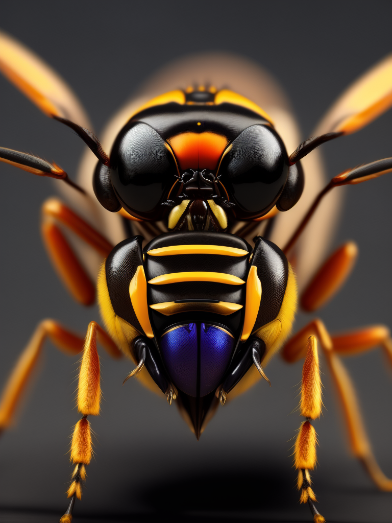 wasp macro photography, close-up, high-quality details, deep focus, professional shot