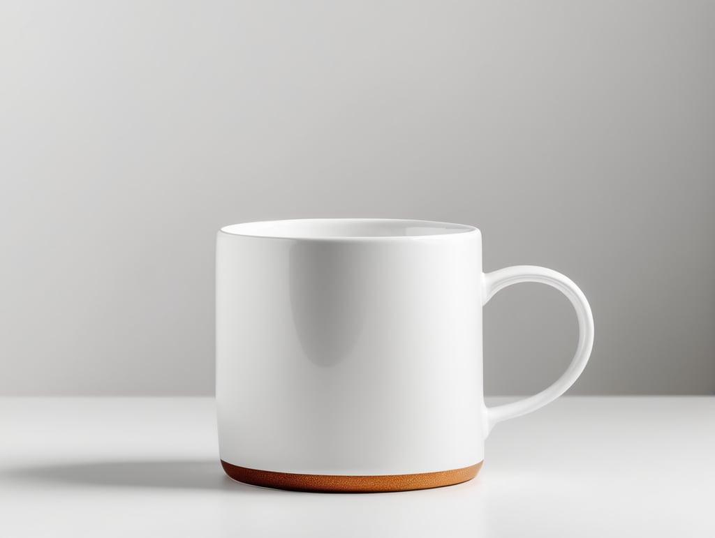 White strait ceramic mug, white background, isolated, mock up, mockup