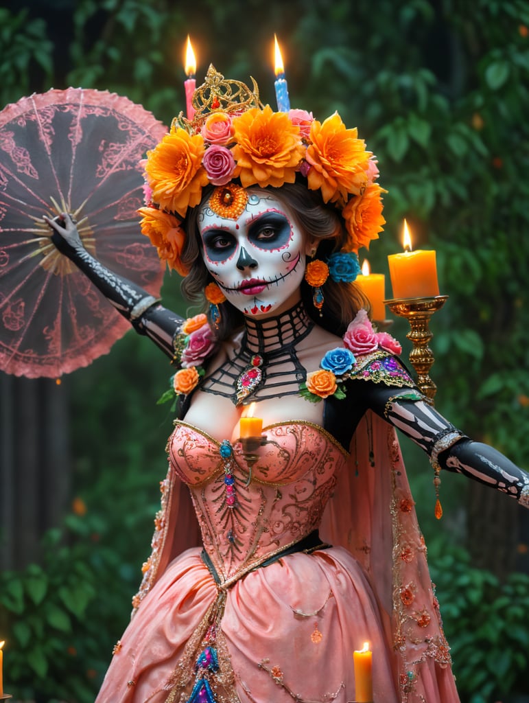 It's the peach princess painted as Catrina with candles in front