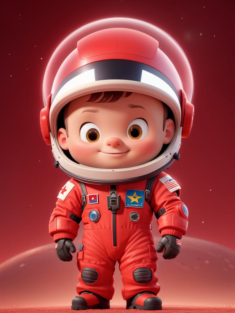 cosmonaut Yuri Alekseyevich Gagarin in a red space suit, a red space uniform