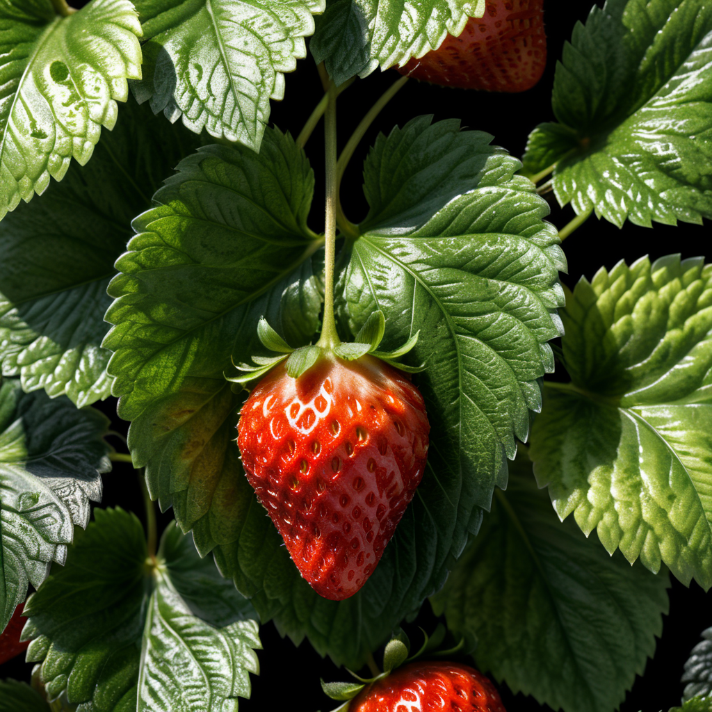 close up Strawberry Leaf on white background , clear, isolated, white background