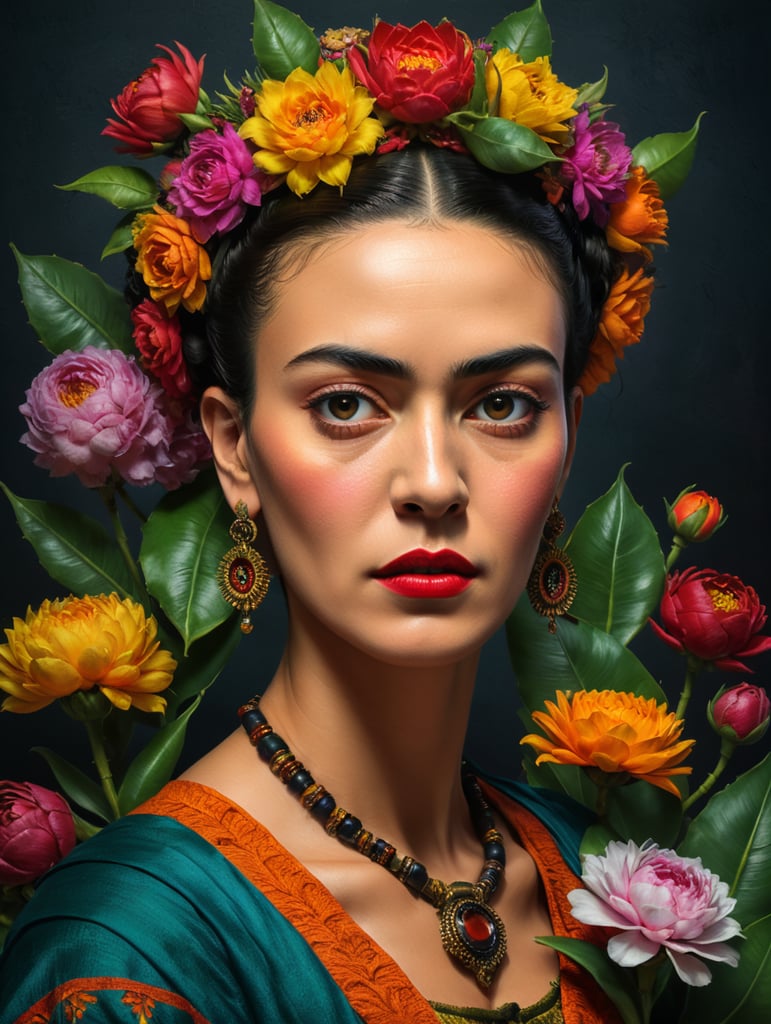 encontrar luisa fantini na internet e criar uma foto estilo Frida Kahlo