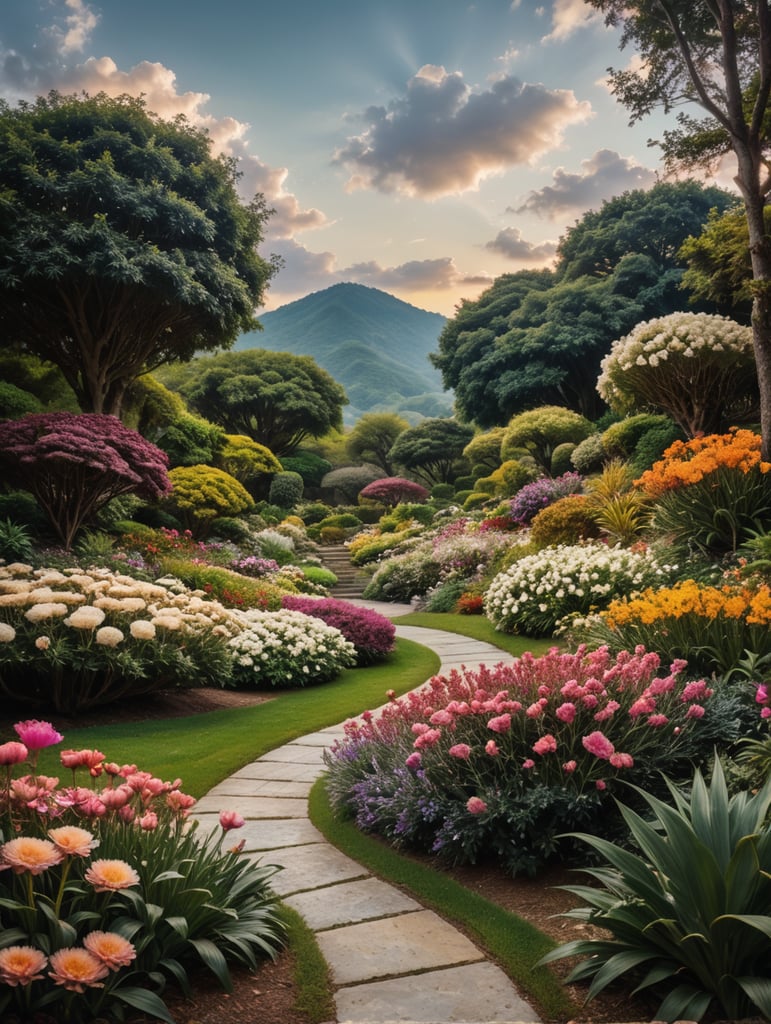 landscape with flowers, , surreal collage, collage artwork, collage art, art deco nature, official artwork, a contemporary artistic collage