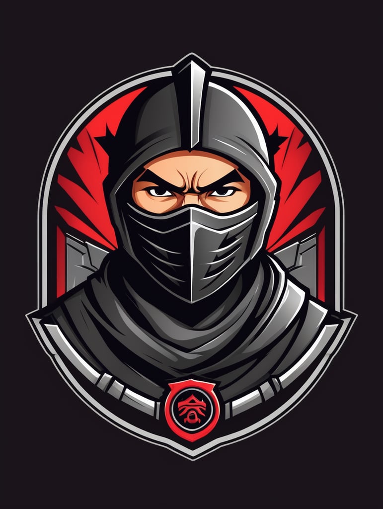 Ninja warrior mascot logo, black background, e-gaming, Gaming Logo, illustration, vector image