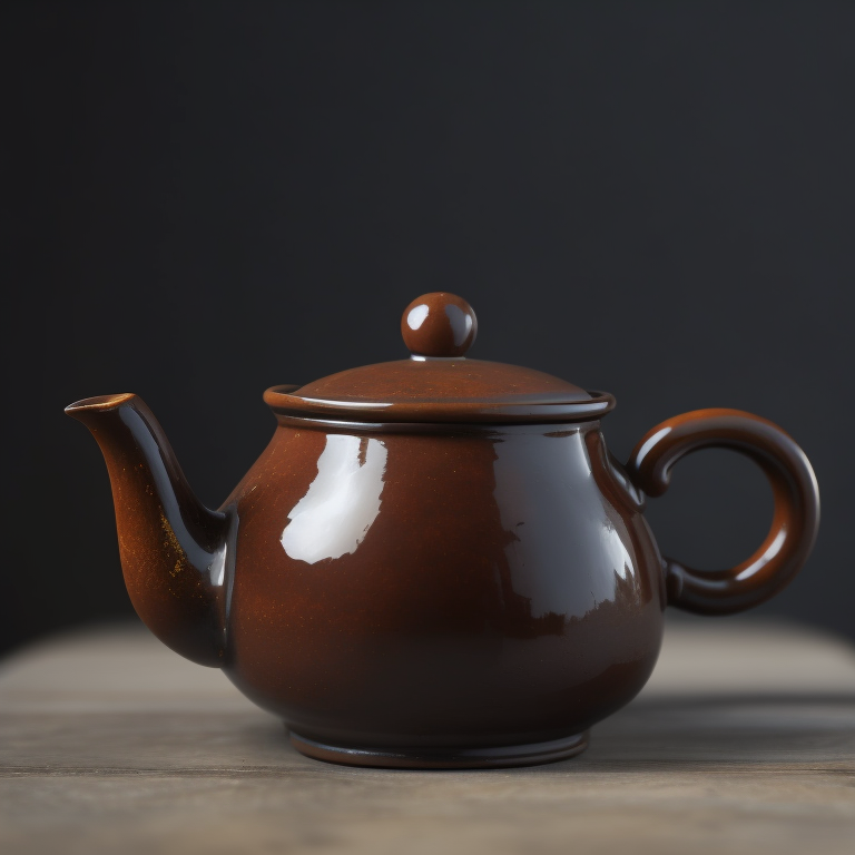 ancient small clay and glazed Chinese teapot, deep atmosphere, realistic photo
