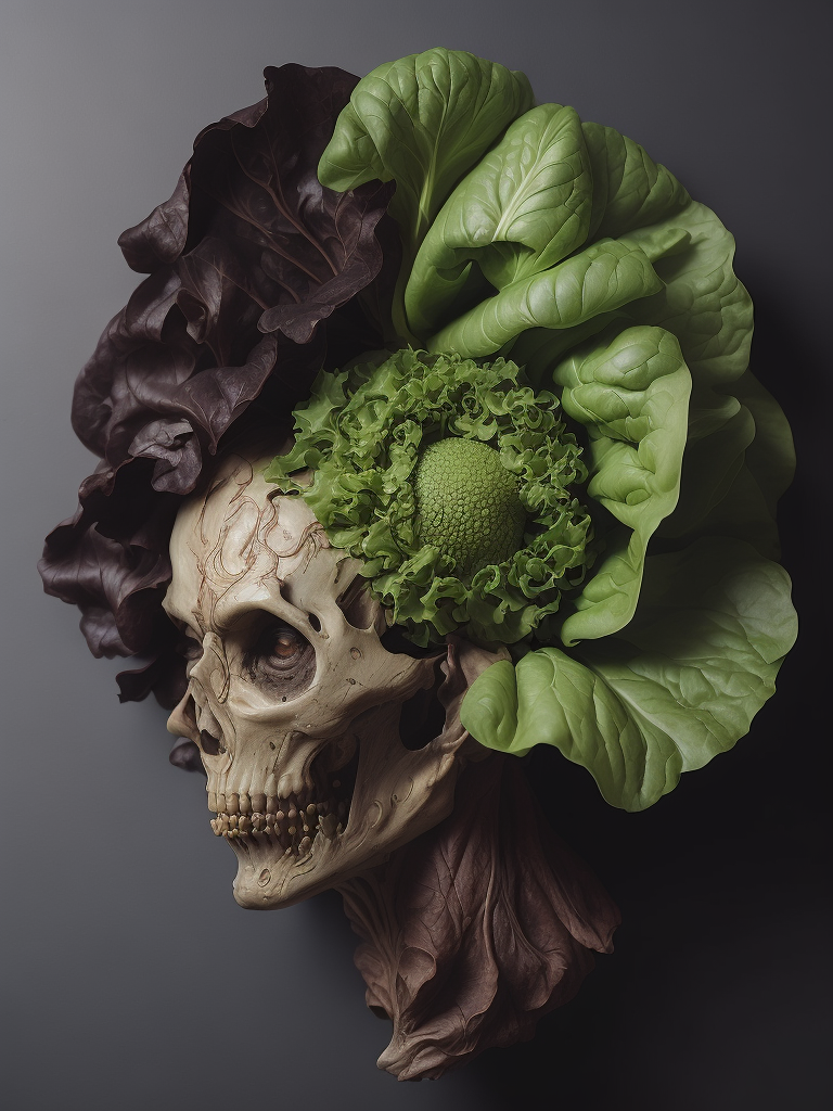 The anatomy of a head of lettuce, an ultrafine detailed painting by james jean, behance contest winner, vanitas, angular, altermodern