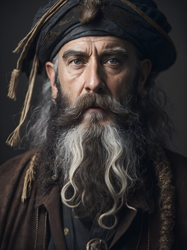 old pirate with octopus beard, dark scene, dark atmosphere, epic shot, sharp on details