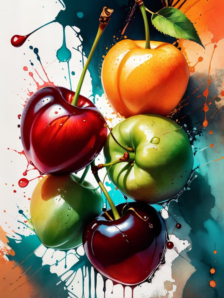 fruit cherry watercolor