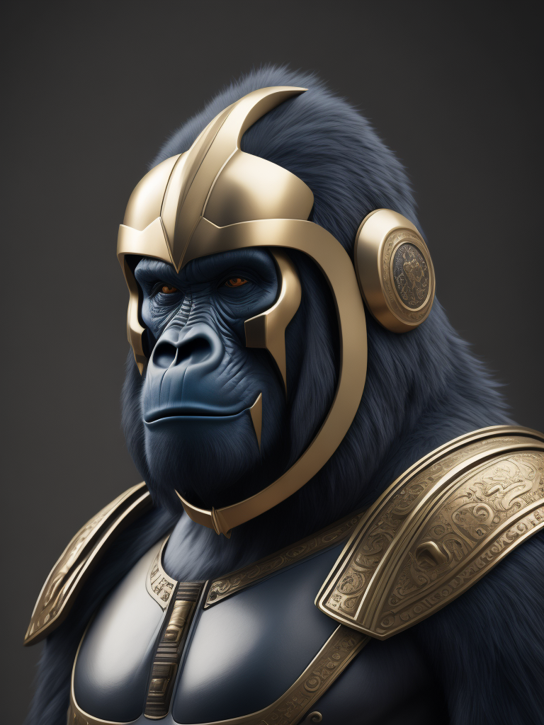 gorilla blue color with spartan helmet gold